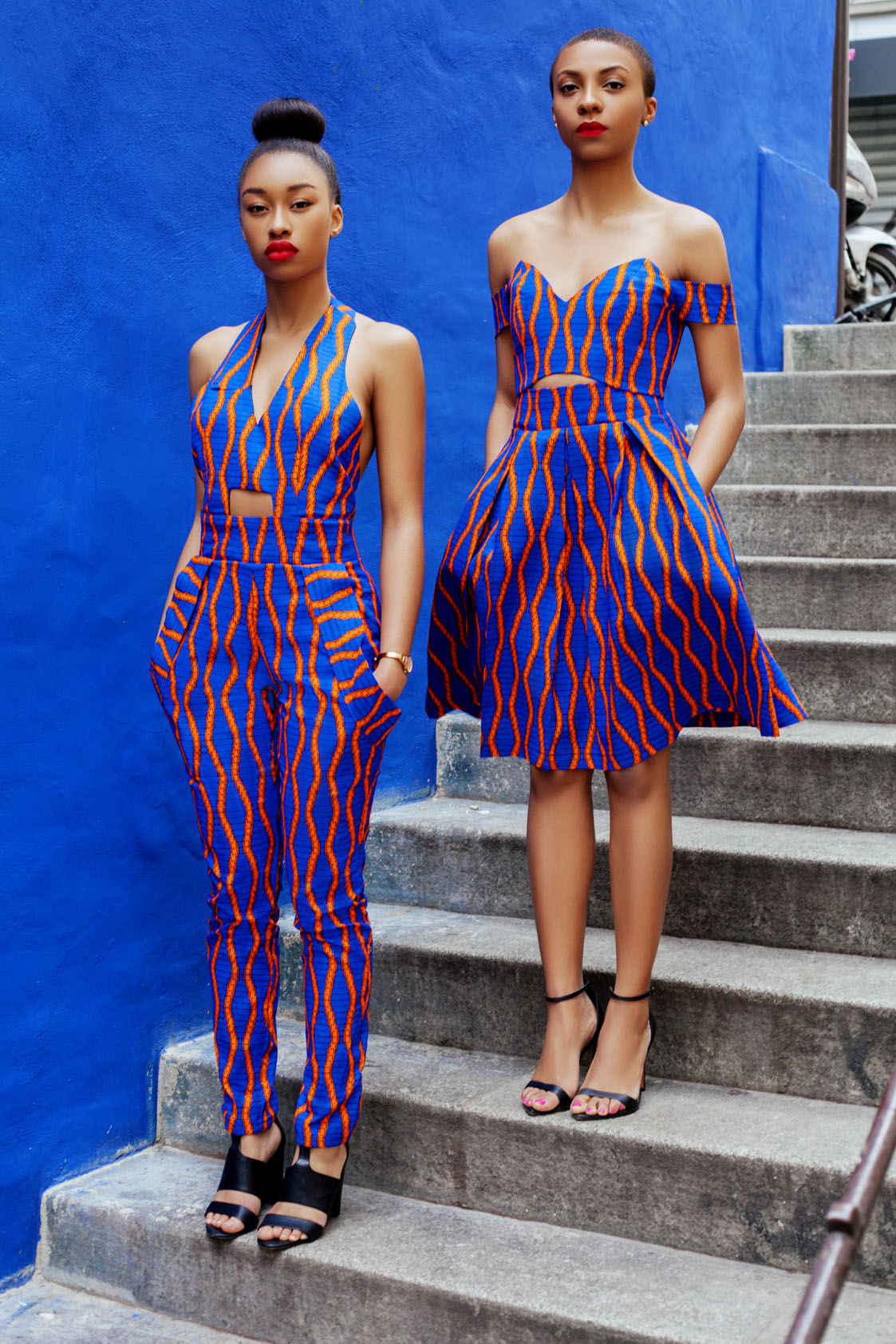 Carine jumpsuit, Prune top and Vera skirt, Sibiti collection