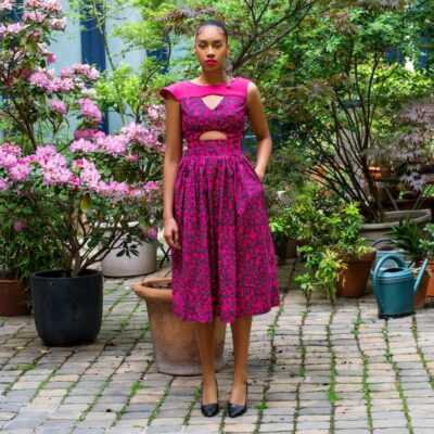 Robe Cléa en wax – création originale Natacha Baco