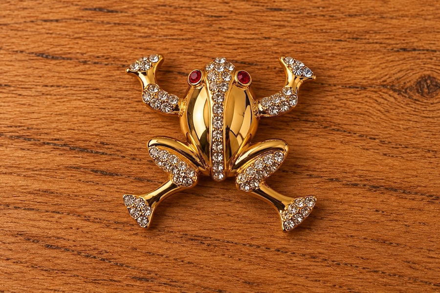Broche grenouille dorée