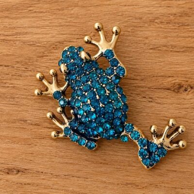 Broche grenouille bleue