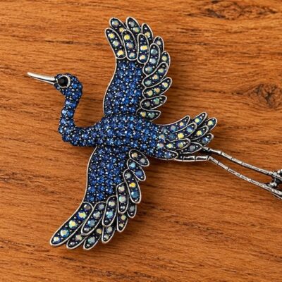 Broche oiseau bleue
