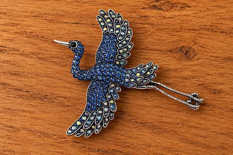 Broche oiseau bleue