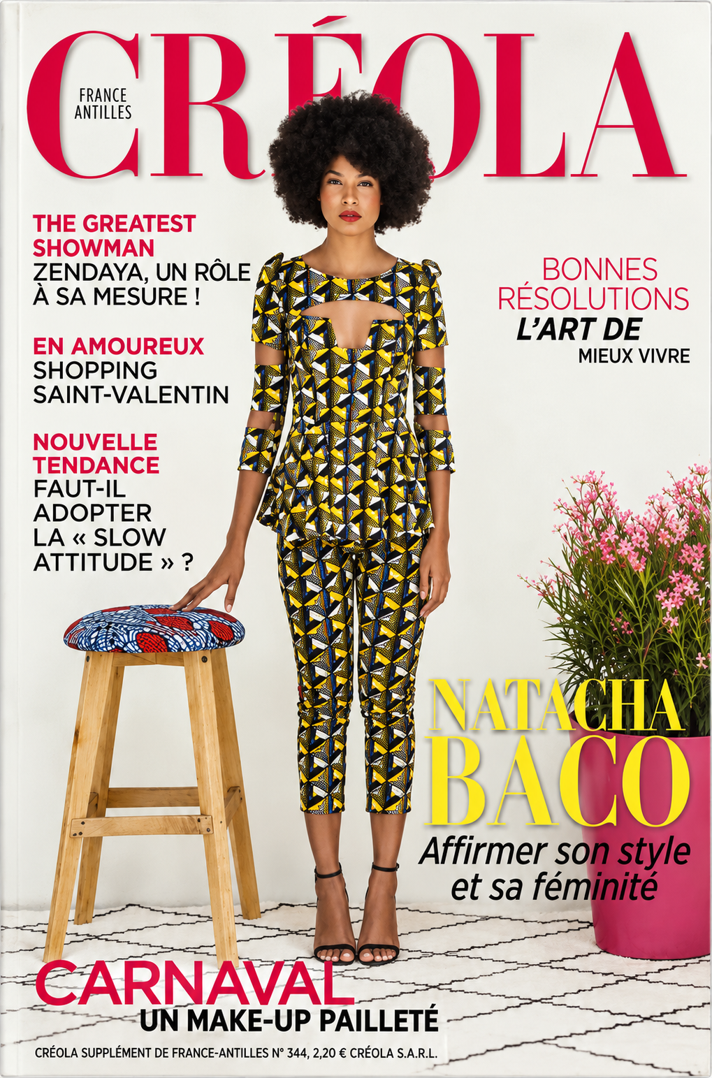 Cover of Créola magazine featuring Natacha Baco, 2018