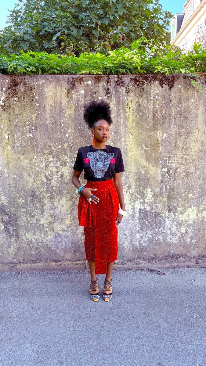Jupe Maëva en wax rouge By Natacha Baco