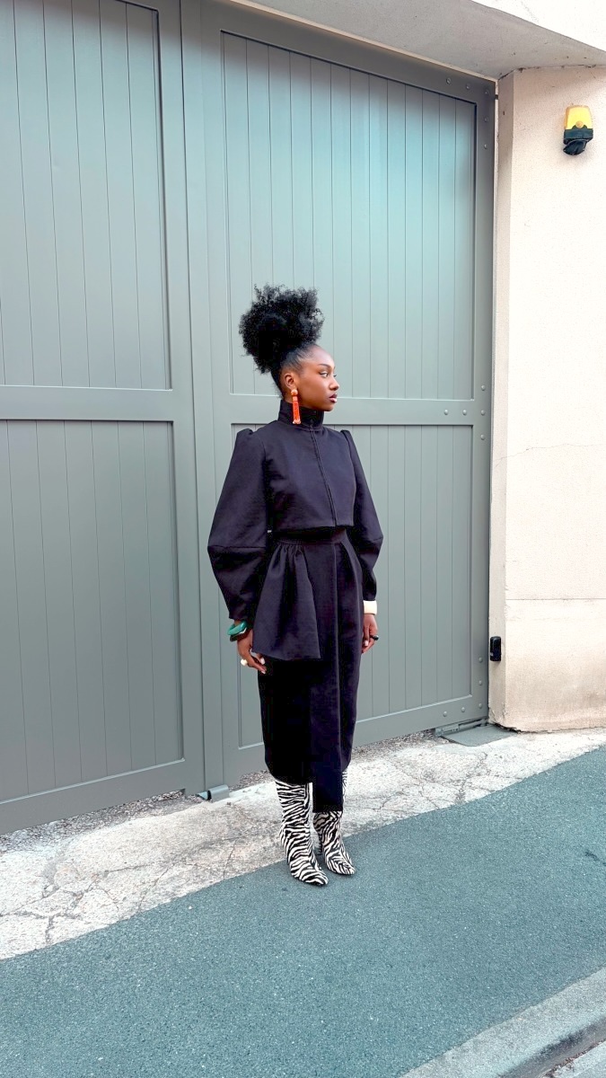 Veste Oprah en gabardine noire By Natacha Baco