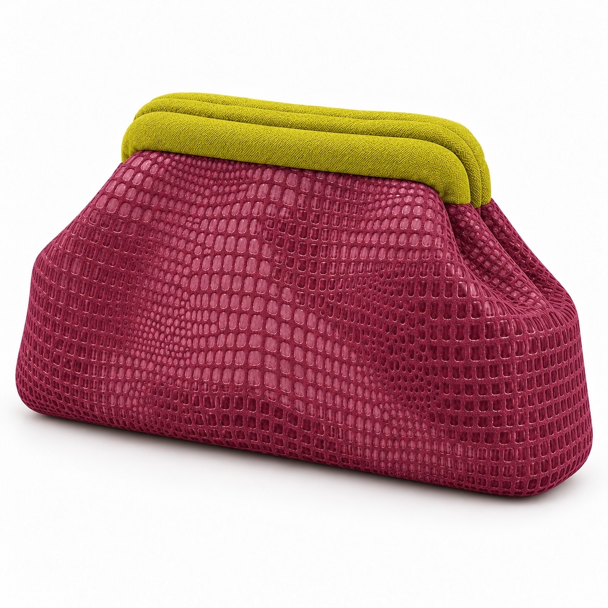 Sac pochette Line prune et vert anis By Natacha Baco
