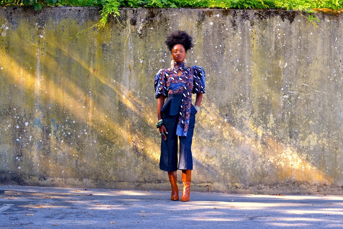 Top Olivia en wax bleu By Natacha Baco