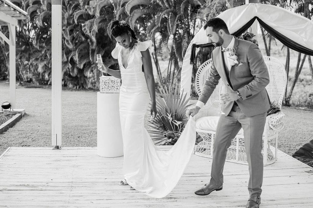 Céline's wedding dress, a bespoke creation by Natacha Baco